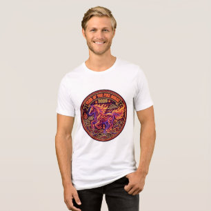 En Tri-matière T-Shirt Signe du zodiaque chinois Cheval de feu