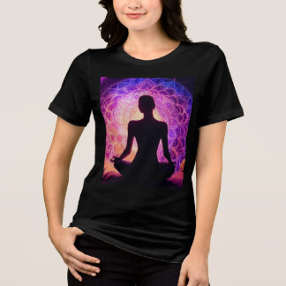 En Tri-matière T-Shirt Silhouette Méditée - Mandala Spirituel