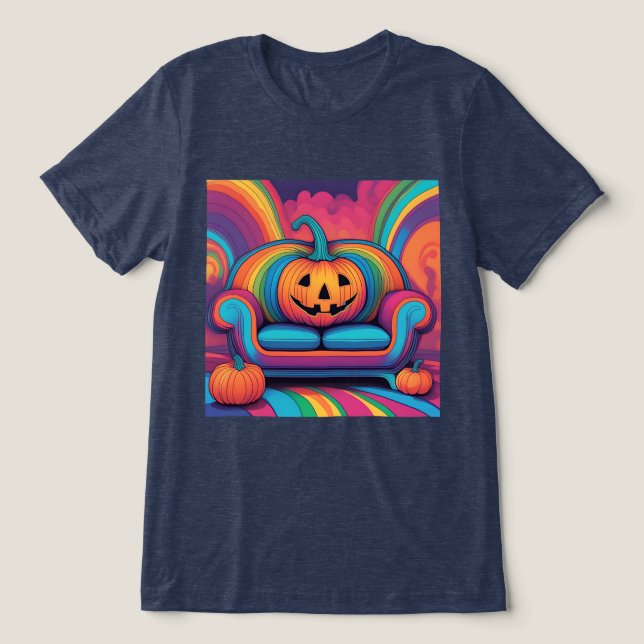 En Tri-matière T-shirt sofa de Jack-o'-lantern psychédélique (Design Recto)