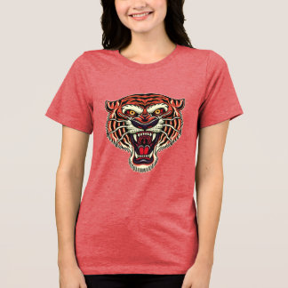 En Tri-matière T-shirt style Tatouage Tête de Tigre de l'ancienne