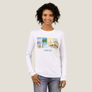 En Tri-matière T-Shirt Sublimation Vibe Été Scène de Plage Rétr