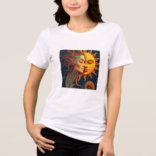 En Tri-matière T-Shirt Sun and Moon Face – Tee-shirt d'Art Célest