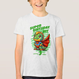 En Tri-matière T-Shirt Super Dino Garçon d'Anniversaire (Âge Modi