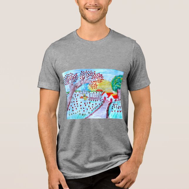 En Tri-matière T-Shirt tri-mélange avec impression sur le devant (Recto)