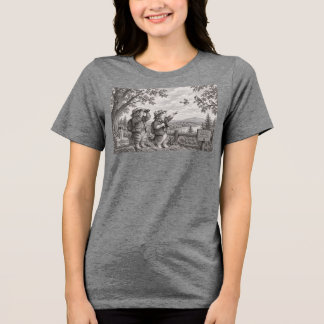 En Tri-matière T-shirt tri-mélange pour femmes avec croquis au cr