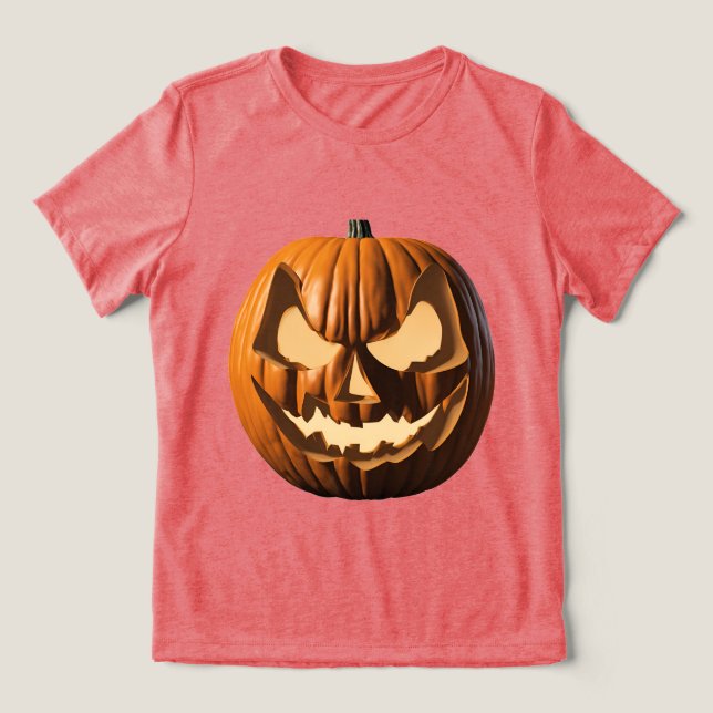 En Tri-matière T-shirt triblend rouge Halloween féminin (Design Recto)