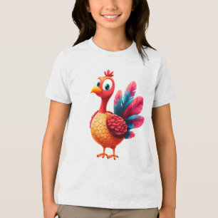 En Tri-matière T-shirt Turquie Thanksgiving mignon