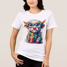 T-shirt Vache Colorée avec une Boisson Rafraîchiss