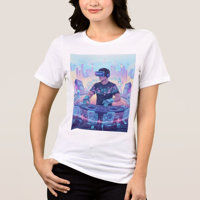 En Tri-matière T-shirt Virtual Reality Mixscape DJ (Recto)