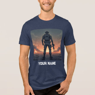 En Tri-matière T-Shirt Vue Arrière Soldat Héroïque