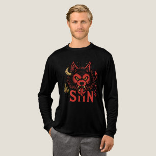 En Tri-matière T-Shirt Wolf Sin - Fierce Devil Wolf Head Graphic