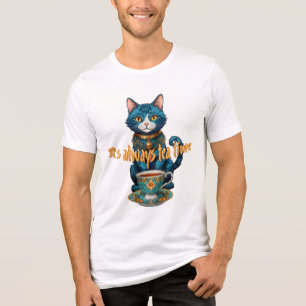 En Tri-matière Tea de chat Whimsical Illustration T-shirt