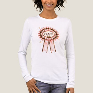 En Tri-matière Teach Leopard Print Pink Bow Teacher T-Shirt