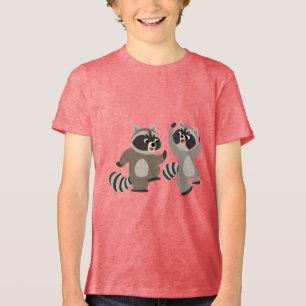 En Tri-matière Tee Dancing Cartoon Raccoons Enfants T-shirt
