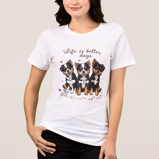 En Tri-matière Three dogs on a t-shirt . (Recto)