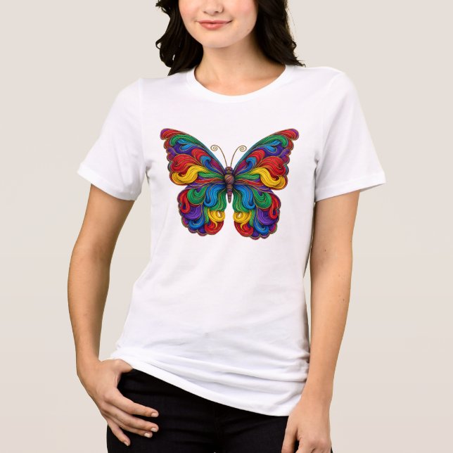 En Tri-matière Title Colorful Quilling Butterfly T-Shirt  (Recto)