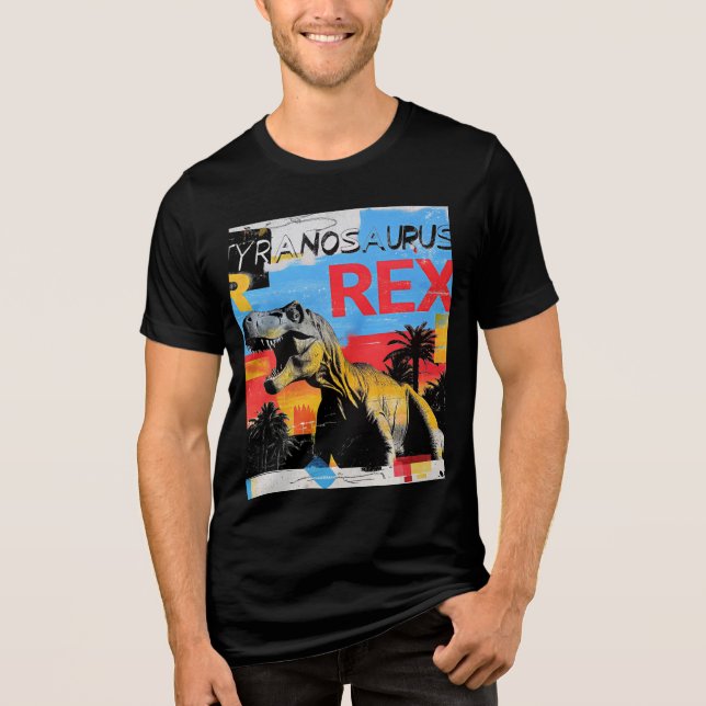 En Tri-matière Tyrannosaurus Rex Retro Pop Art T-Shirt (Recto)
