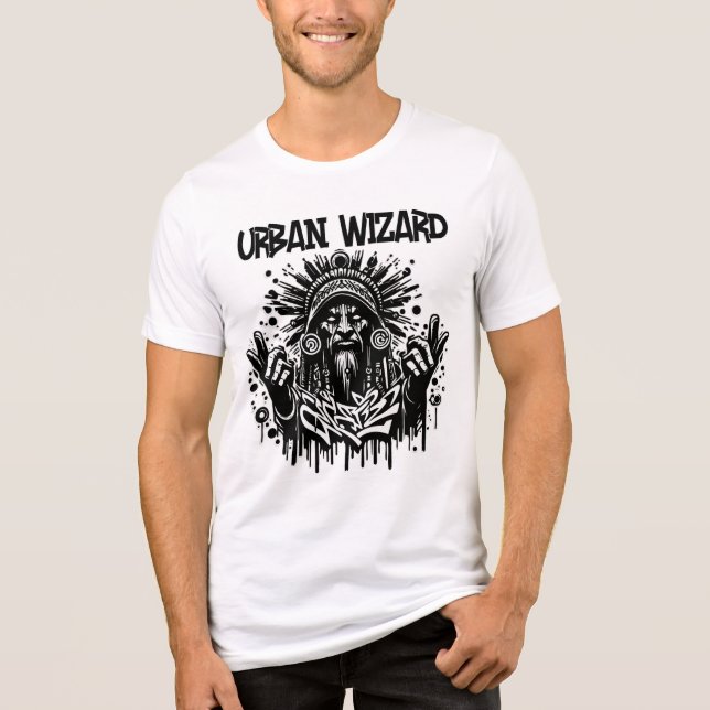 En Tri-matière Urban Wizard Graphic Tee. Street Art Magic T-Shirt (Recto)