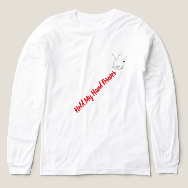 En Tri-matière Valentine's Day Line Art Holding Hands T-Shirt | M (Motif recto)