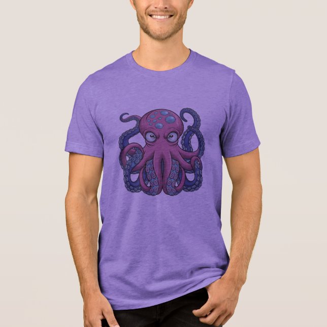 En Tri-matière Vector Octopus Monster T-Shirt Design - Edo Ukiyo (Recto)