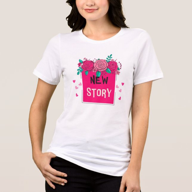 En Tri-matière Vibrant Floral 'New Story' T-Shirt - Romantic (Recto)