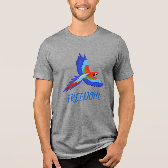 En Tri-matière Vibrant Macaw Parrot Freedom Tri-blend T-Shirt (Recto)