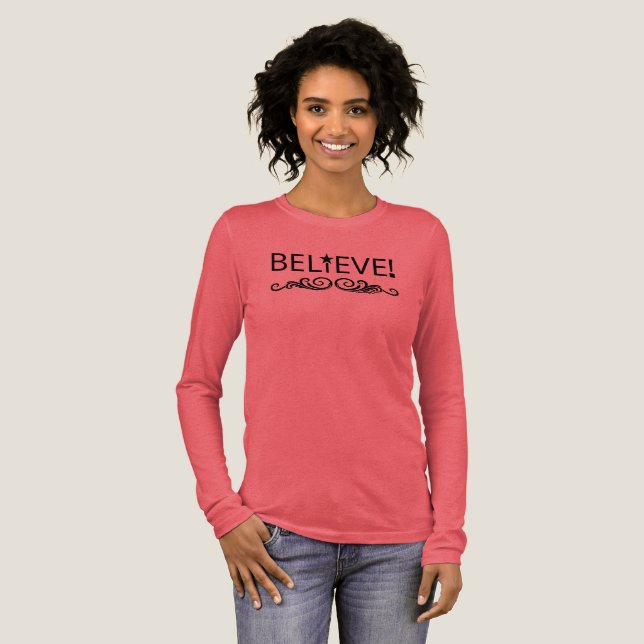 En Tri-matière Virginia Wright Believe! Inspirational T-Shirt (Recto complet)
