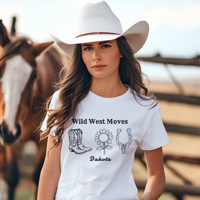 En Tri-matière Western Wild West Moves Black-and-White T-Shirt (Créateur téléchargé)