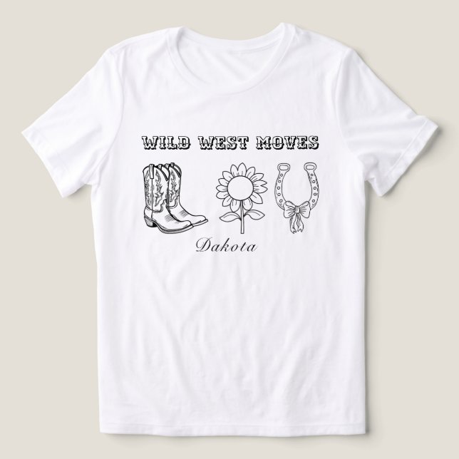 En Tri-matière Western Wild West Moves Black-and-White T-Shirt (Design Recto)