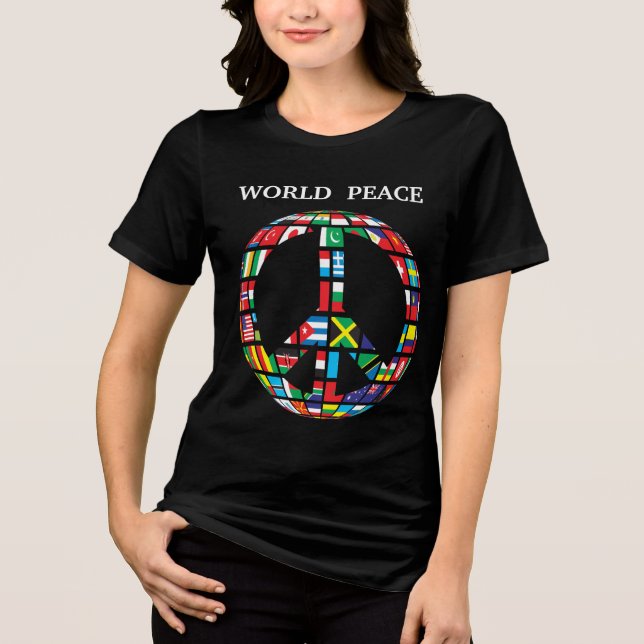 En Tri-matière world peace T-shirt Tri-Blend Shirt (Recto)