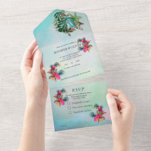 En Un Invitation de mariage Tropical Flora Paradise tout