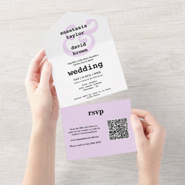 En Un Invitation Tout Compris avec Code QR Ampersand Lav (Déchirure)