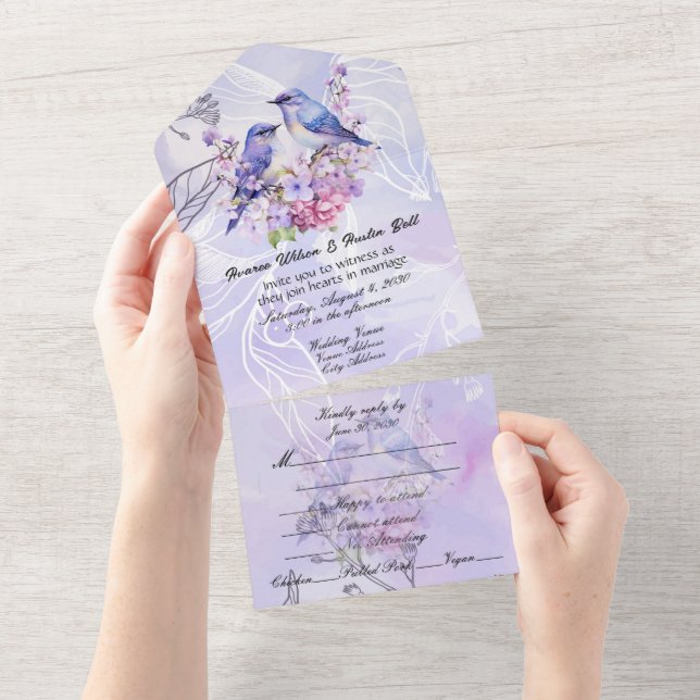 En Un Lilas et Merles  Tout Dans Une Seule Invitation (Déchirure)