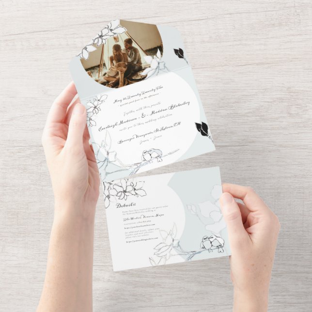 En Un Songbirds Magnolias | Invitation de mariage tout e (Déchirure)