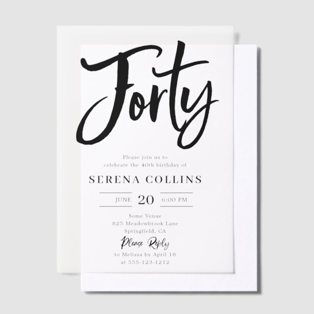 En Vélin Brush Calligraphy 40 Invitations Vellum Anniversai (Compenser)