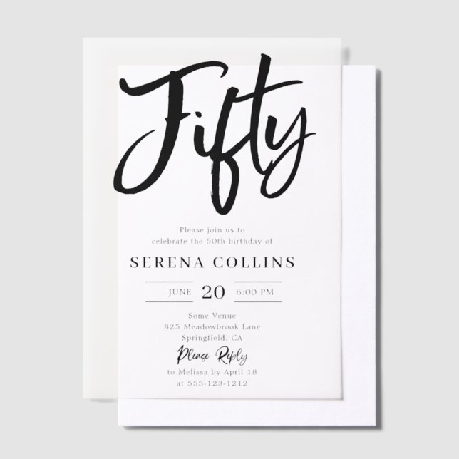 En Vélin Brush Calligraphy 50 Invitations Vellum Anniversai (Compenser)