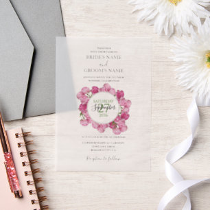 En Vélin Elégant Peonies roses Invitations de mariage