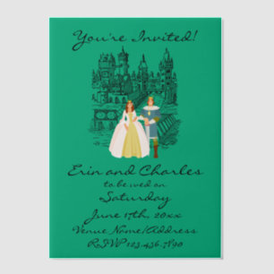 En Vélin Imaginaire médiéval Green Wedding Invitations