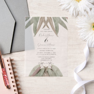 En Vélin Invitations de mariage Rustique Eucalyptus feuille