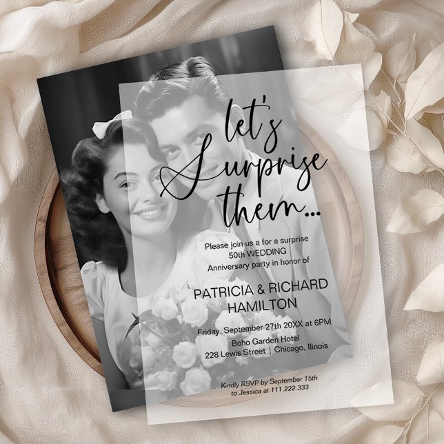 En Vélin Mariage Anniversaire Invitations à la fête surpris (Créateur téléchargé)