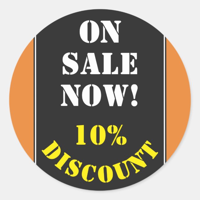 "EN VENTE MAINTENANT!" "10% DE RÉDUCTION" Sticker  (Devant)