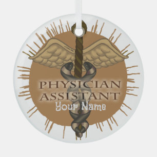 En Verre Caducée de l'assistant de médecin ornement