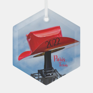 En Verre Chapeau de cowboy rouge, Paris, ornement du Texas