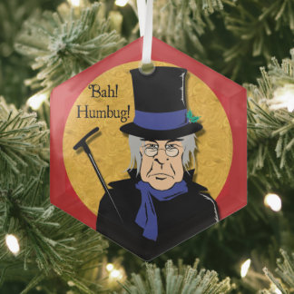 En Verre Ebenezer Scrooge Bah ! Humbug ! Ornement métalliqu