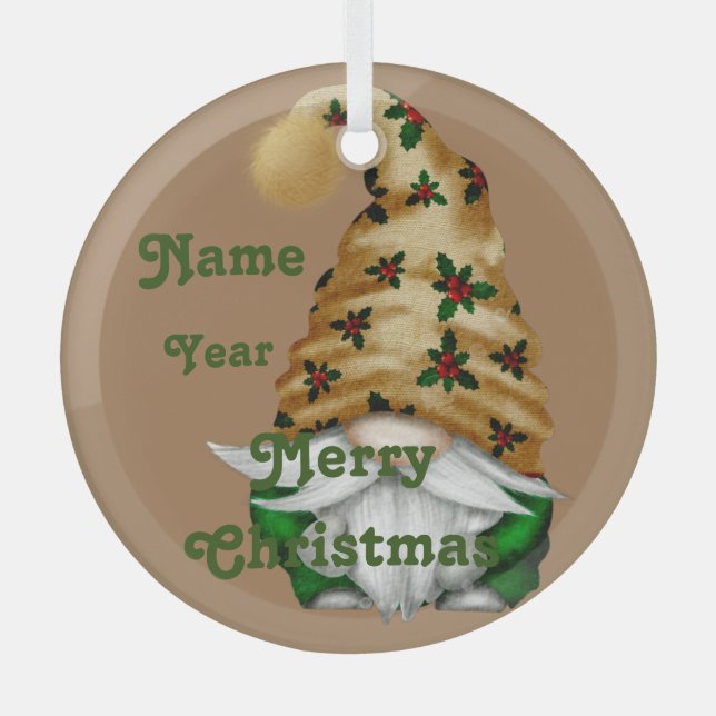 En Verre Gnome Noël Ornement (Recto)