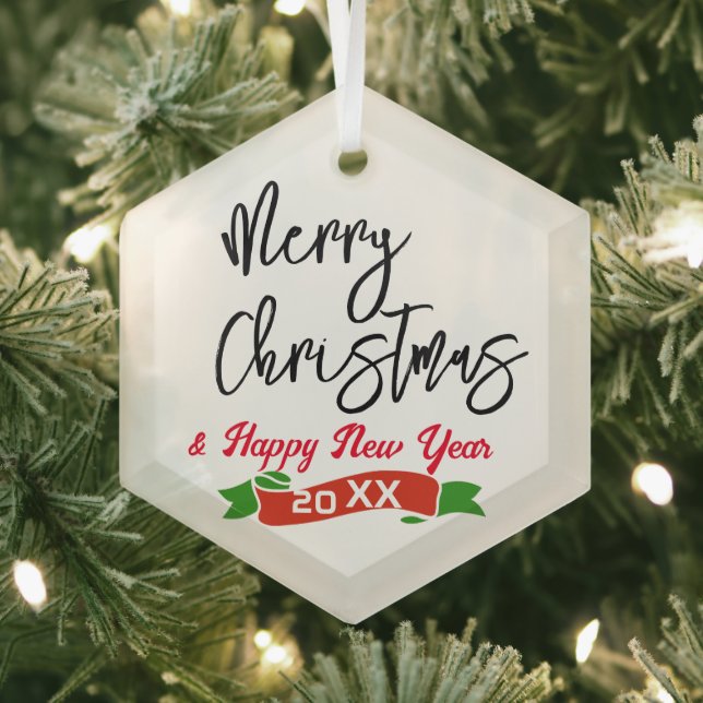 En Verre Hexagon Personnalisé Ornement Joyeux Noël (Insitu)