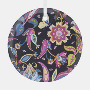 En Verre Inde Paisley Ornement floral sans joint