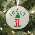En Verre Jolly AF- Ornement de Noël, Père Noël Elfe<br><div class="desc">Cool Père Noël Helper Elf Christmas Ornament. Amusant elfe de Noël. Ornement en verre Jolly AF.</div>