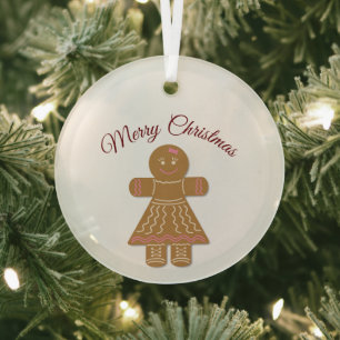 En Verre Joyeux Noël Gingerbread Ornement dame