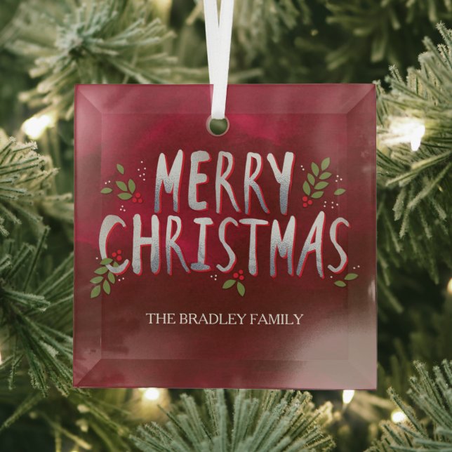 En Verre Joyeux Noël Ornement personnalisé (Insitu)